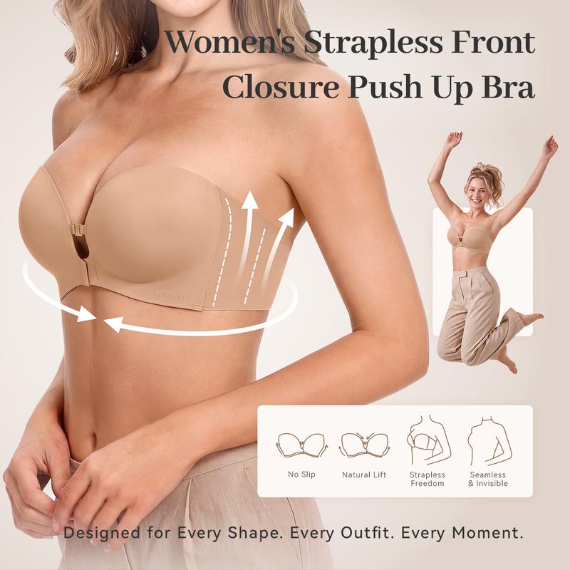 Sorelle Wear™ Sorelle strapless front-closure push up bra, lift & support padded